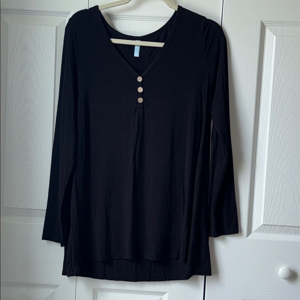 WOMENS RAYON Black Long Sleeve Top EUC L